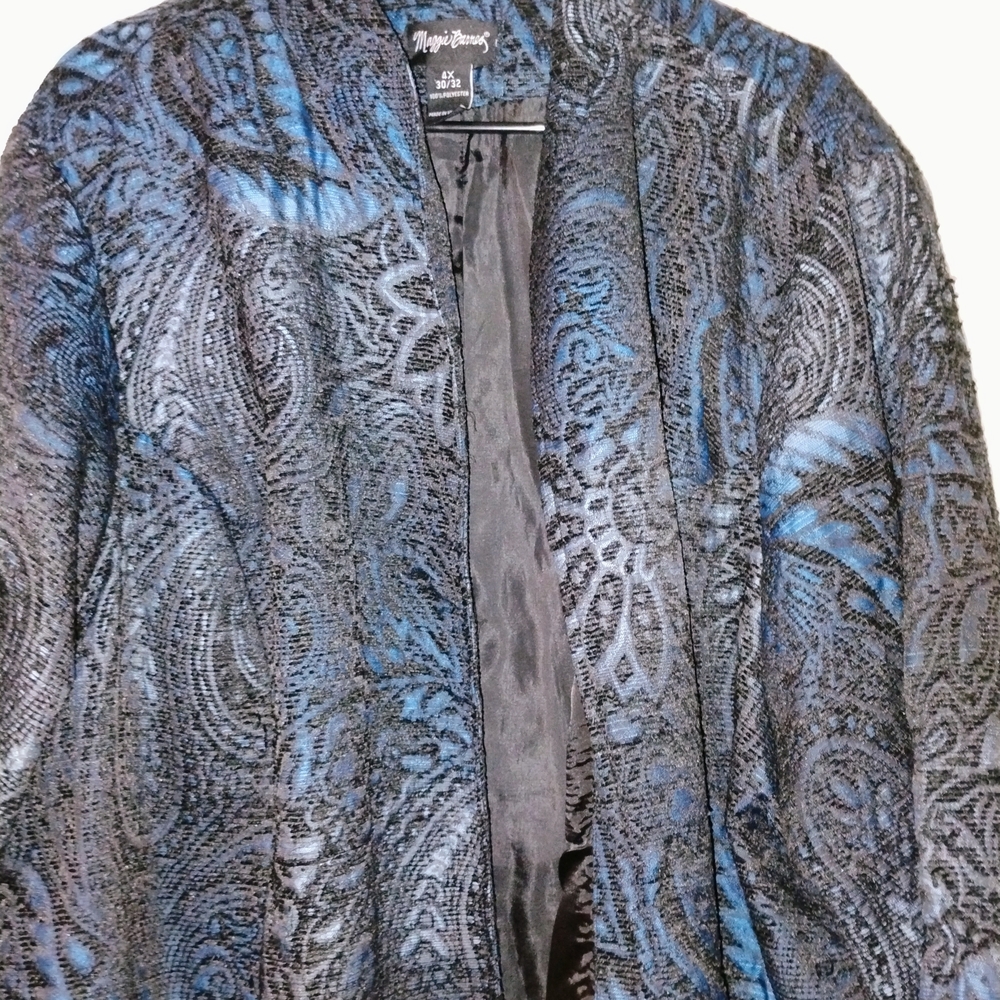 Maggie Barnes Black and Blue Patterned Blazer PTP 29"
